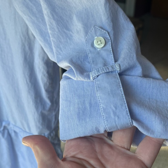 The Gap Women’s Becky Shirt Dress, light blue stripe, size small, waist belt - Picture 6 of 9